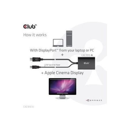 Club 3D CAC-1010-A DisplayPort 1.2a to DVI Adapter Cable - High-Performance Black Converter for Clear Video Quality - 8719214471